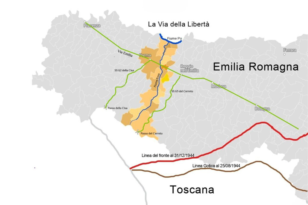 Mappa la via della libertà la linea gotica